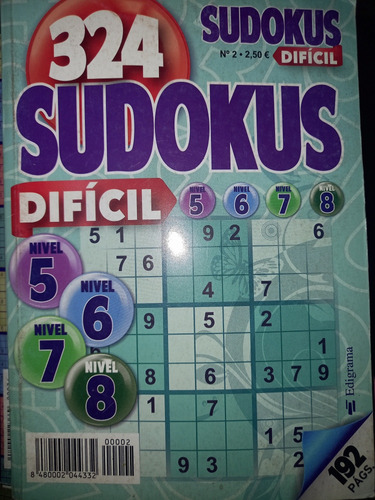 Sudoku, Libro C/324 Nivel Dificil Y 3 Rev Maestro, Edigrama