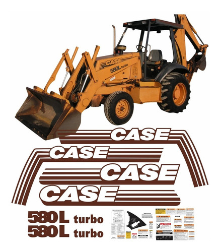 Kit Adesivos Retroescavadeira Case 580l Turbo + Etiquetas Mk