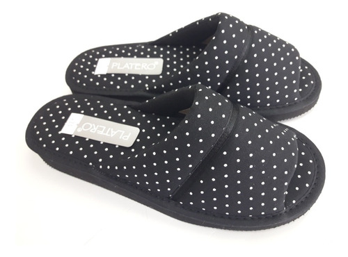 Pantuflas Dama Verano Platero Art 602 Negro Chinelas