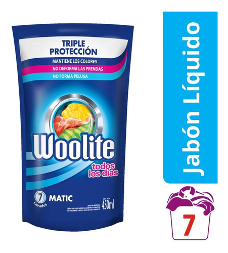 Jabón Liquido Woolite Todos Los Dias 450ml Pack X 6