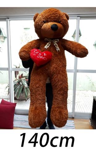 Urso Marrom Gigante 1,4 Mts 140cm Romântico + Coração Amor