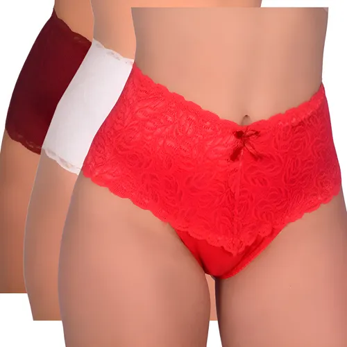 comprar 5 Calcinhas Cinta Cintura Alta Renda Luxo Modeladora Atacado