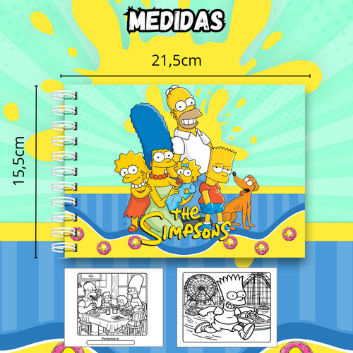 Kit Livro De Colorir Simpsons Estilo Bobbie Goods 50 Folhas 180g Com 36 Canetinhas Profissionais