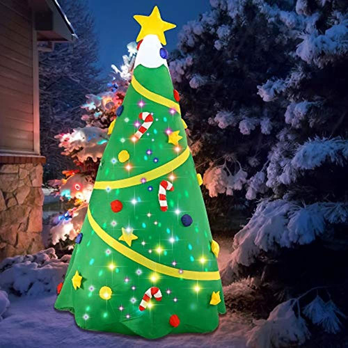 Decoración Inflable Árbol De Navidad De 8 Pies Con Luces    