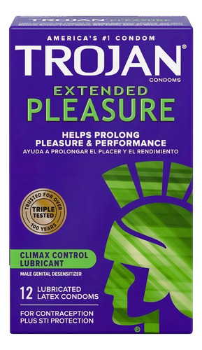 Condones Trojan Extended Pleasure 12 Pzas Con Retardante