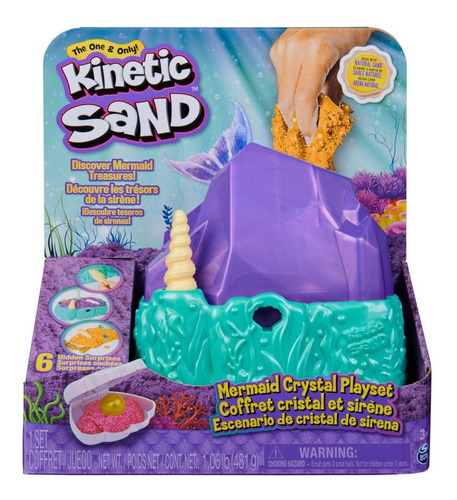 Kinetic Sand, Contenedor De Cristal De Sirena 481 G De Arena Color Morado