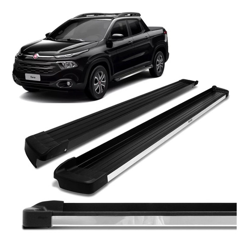 Estribo G3 Preto Com Frente Cromo Fiat Toro 2016 17 Bepo