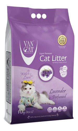 Arena Para Gato Vancat Lavender 10kg x 10kg de peso neto