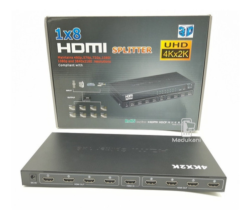 Splitter Hdmi 1x8 Puertos Uhd 1080p 3d 4k Divisor 1x8