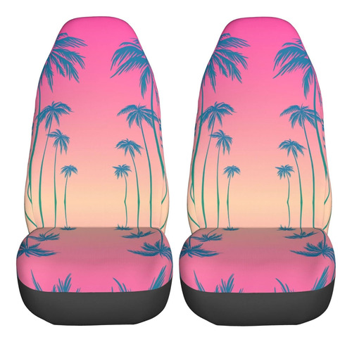 Palm Trees - Juego De 2 Fundas De Asiento De Coche Color Ros