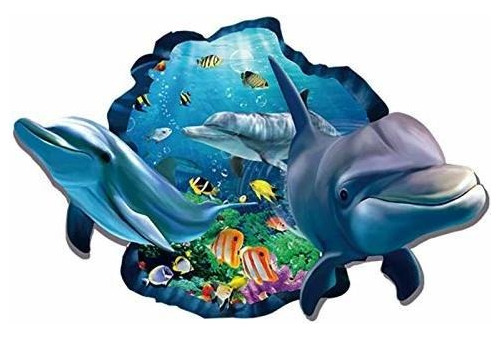 Ocean World Pegatinas De Pared 3d Blue Dolphin 3d Shark...