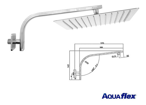 Imagen 3 de 8 de Flor Ducha Metalica Cuadrada 20cm Brazo 40cm 8091c Aquaflex