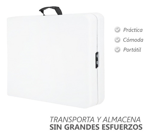 SelectShop Mesa Plegable Plástico tipo portafolio 1.80m jardín portátil Blanco