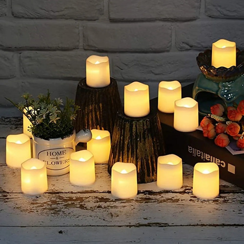 24 Velas Led Ambar Parpadeantes Para Decorar Fiestas Boda