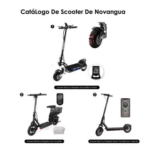 Novangua Scooter Eléctrico Plegable Para Adultos, Patín Eléctrico Adulto,  41 Km/h 3 Velocidades 48v 14.5ah,800w, Rango De 50 Km, Pantalla Led, Frenos  De Disco Duales, Patines Del Diablo Eléctricos