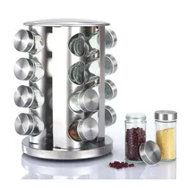 Comprar Porta Condimentos Inox 16 Potes Vidro E Tampa Inox Tempero