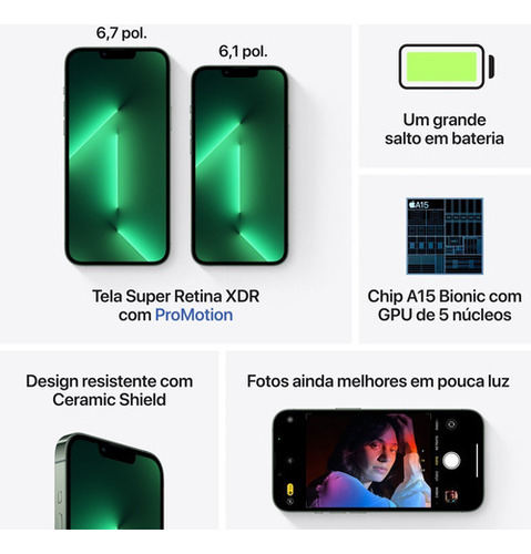 iPhone 13 Pro 128 GB verde-alpino - Excelente (Recondicionado)