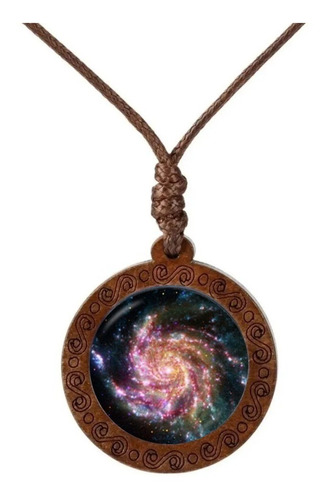 Collar Cristal Madera Galaxia Constelación Nebulosa Mujer