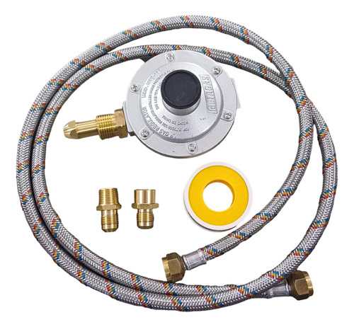 Kit Instalación Gas Manguera 1m, Regulador 1 Vía, Accesorios