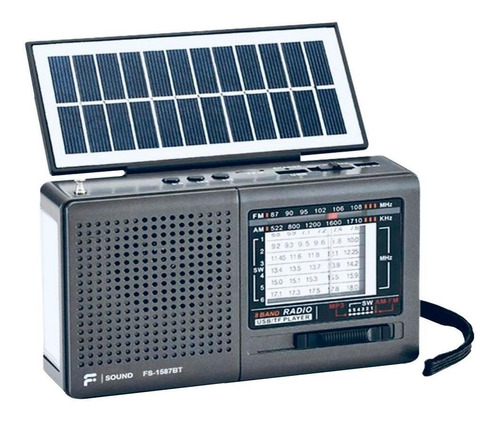 Rádio Solar F-sound  Portátil Bluetooth / Fm / Am / Sw Prata