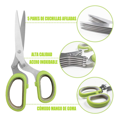 Tijeras Multicorte Cocina Picar Especias Acero Inoxidable