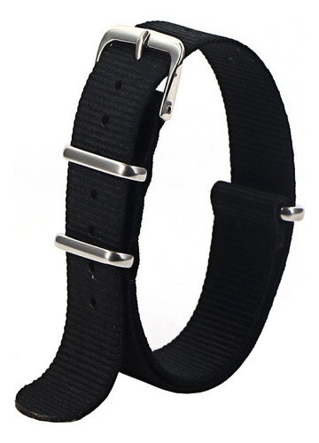 Pulseira 18mm, 20mm, 22mm, 24mm,26mm Nato Zulu Nylon Militar Cor Preta 24mm