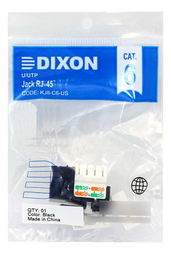 Conector Jack Rj45 Cat 6 Negro Kj8-c6-us/bkn Dixon
