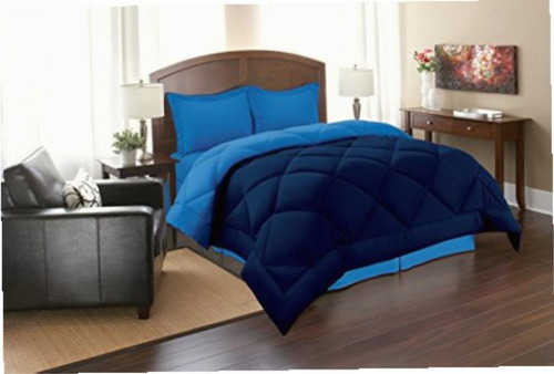 Elegant Comfort 3pc Comforter Set, Full/queen, Navy/aqua Color Azul Marino Diseño De La Tela Liso
