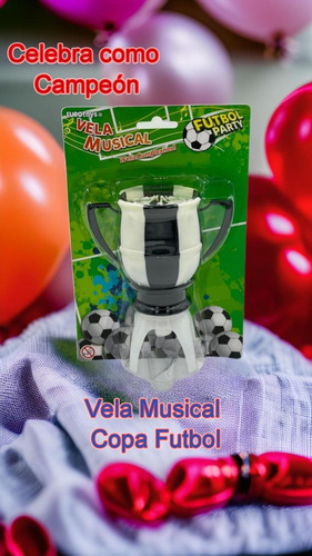 Vela Musical Futbol Party, Varios Colores De Copa