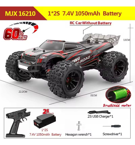 Hyper Go Mjx 16210 1:16 Controle Remoto Rc Cinza-escuro