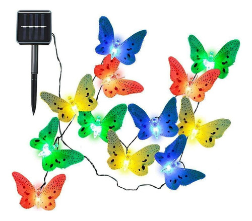 Guirnalda Solar Forma De Mariposa Multicolor Para Exteriores