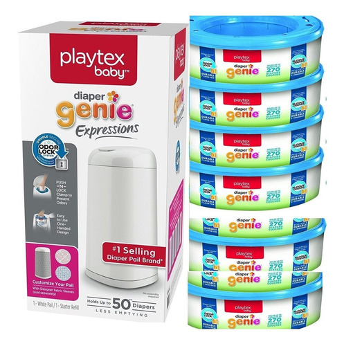 Imagen 1 de 4 de Kit Bote Pañales Diaper Genie Y 8 Repuestos Originales
