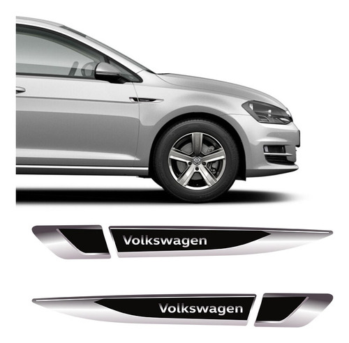 Adesivo Aplique Lateral Volkswagen Emblema Cromado Resinado