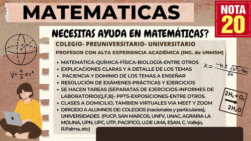Clases De Matematica Y Ciencias ( F - Q - B)