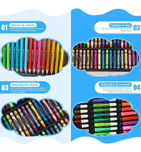 Kit De Dibujo 123 Pcs，AXIDUN- Set de Arte Colores Profesionales,Incluye  Plumones, Lapices De Colores, Pasteles al Óleo, Acuarelas, Crayón etc, Kit  de Arte para Niños, Principiantes y Artistas : : Hogar y