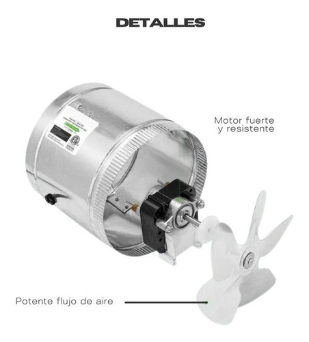 Imagen 3 de 4 de Extractor Industrial De Aire Metalico En Linea 8''