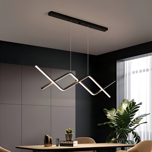 Lustre Moderno Retorcido Retangular Led 88w 3 Tons