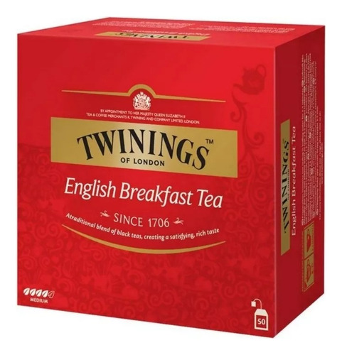 Té English Breakfast Twinings Caja X 100g (50 Bolsitas)