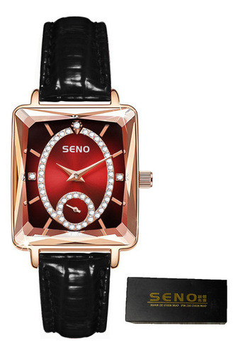 Reloj De Cuarzo Seno S074 De Moda Con Diamantes Y Cuero