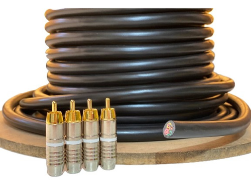 Cabo 5 Vias Para Rack Móvel + 4 Plugs Rca 6mm ( 15 Metros )