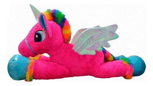 Peluche Unicornio Gigante Con Alas 85cm Fucsia Suave Calidad