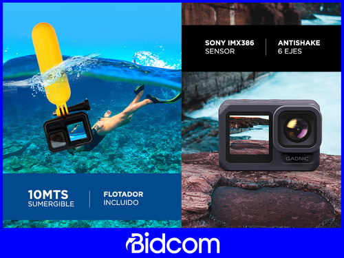 Imagen 7 de 10 de Camara Deportiva 4k Doble Pantalla Gadnic Wifi Sumergible