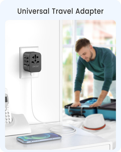 Lencent Adaptador Universal De Viaje Cargador Universal Con