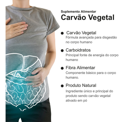 Kit 2 Frascos Carvão Vegetal Ativado Suplemento 120 Cápsulas Sabor Without Flavor