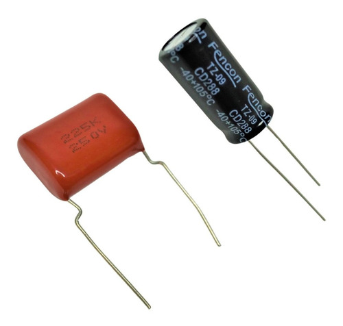 Imagem 7 de 8 de 4 Capacitor Corneta 47x100 + 2 Capacitor Sup Tweeter 2m2x250