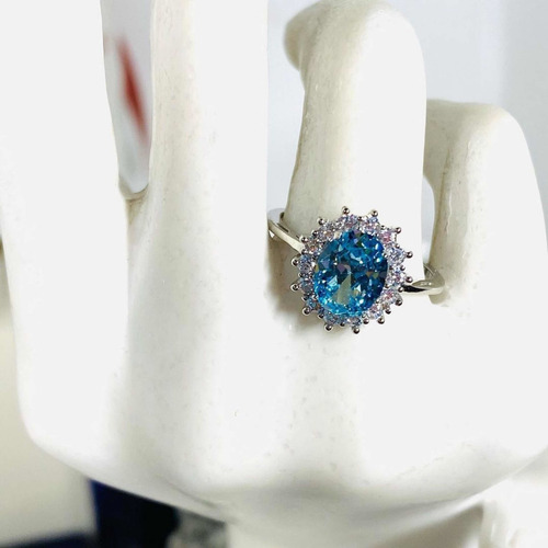 Imagen 7 de 7 de Anillo Plata 925, Topacio Azul Celeste London Blue. 100% Nat