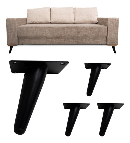 Kit 4 Patas Contemporaneas De Acero Mueble Sofa Mesa Negro