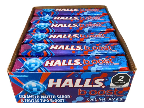 Halls Boost Energy Pastillas Caramelo Macizo Blíster 12pzas 