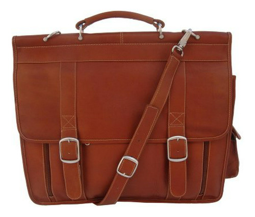 Maletín - Piel Leather European Briefcase, Saddle, One Size