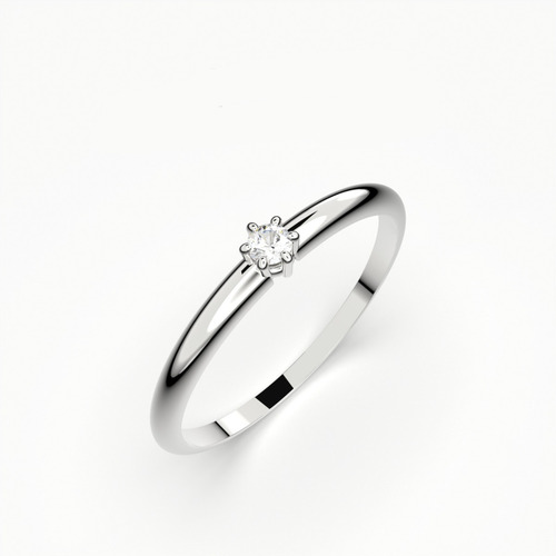 Imagen 1 de 1 de Anillo Oro 18k Blanco Con Brillante